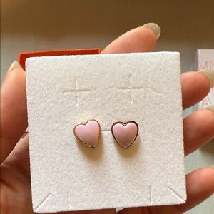 Pink Heart Stud Earrings - Women Jewelry